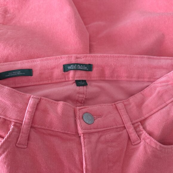 Wild Fabel Fun Flirty Coral Pink Low Rise Flare Leg Stretchy Corduroy Jeans - Picture 5 of 8